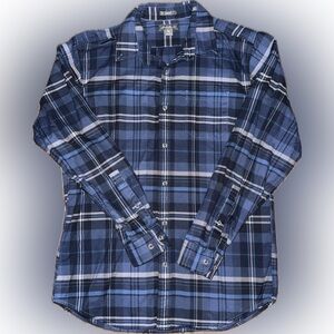 Eddie Bauer Slim Fit Mens long sleeve button up blue flannel comfy